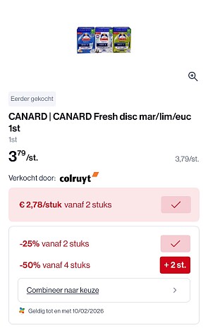 Canard fresh disc goedkoper in combi met wowi coupon