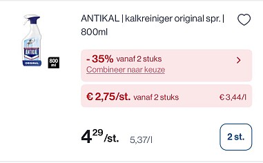 Antikal kalkreiniger original spray 800 ml Goedkoper