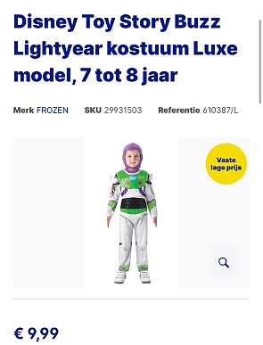Carnaval Buzz lightyear kostuum