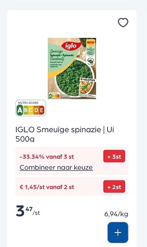 Iglo spinazie in promo