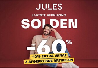 Jules -60% en -10% extra vanaf 3 stuks