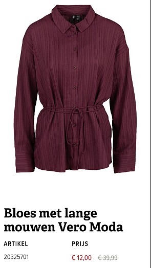 Bloes met lange mouwen Vero Moda -70%