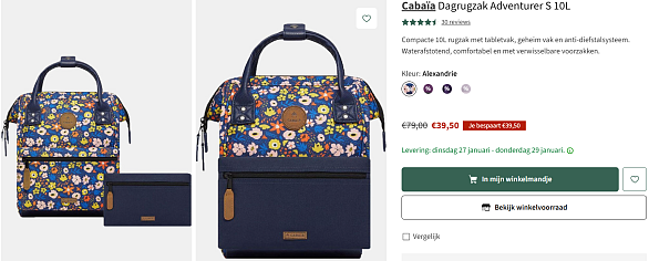 Dagrugzak aan -50% bij A.S. adventure