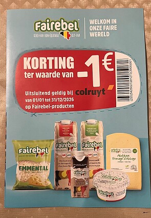 Coupon fairebel -1€ bij Collect en go