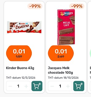 kinder bueno en jacques melk chocolade