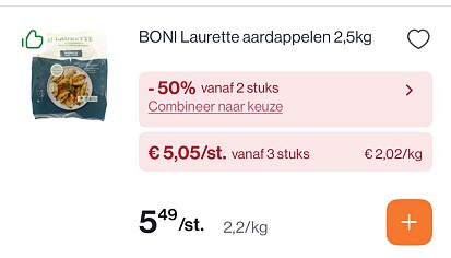 Boni Laurette aardappelen 2,5 kg -50% extra