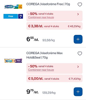 Corega kleefcreme -50% extra korting