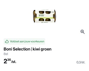 Boni groene kiwi -50% (4+4 gratis) bij Colruyt