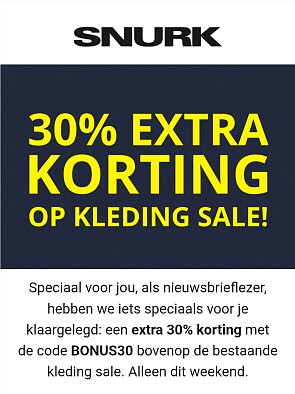 30% extra korting op de kleding sale