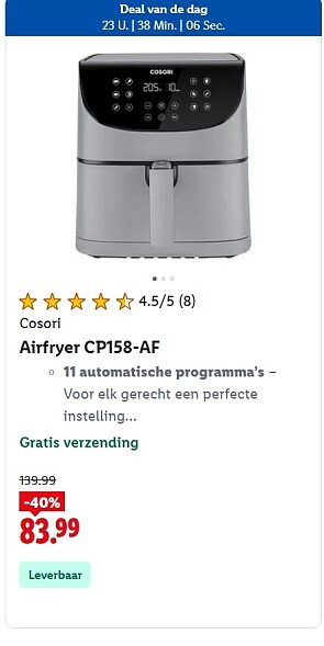 Airfryer cp158-af -40% op lidl.be