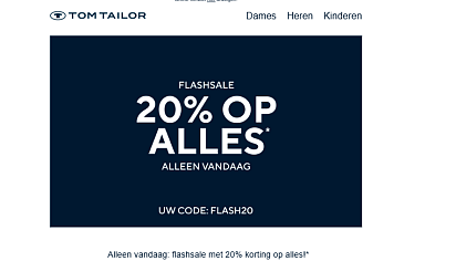 Tom Tailor: 20% korting