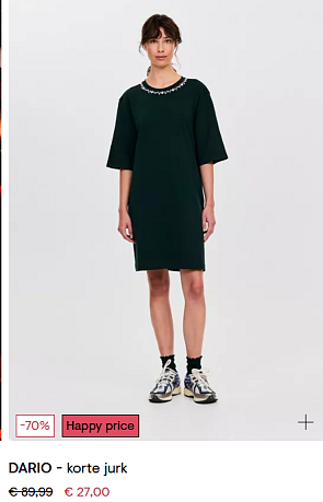 Korte jurk aan -70% of t-shirt aan -50% bij CKS