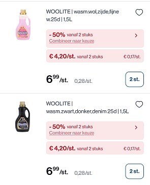 Woolite wasmiddel 25d in promo bij Collect en go