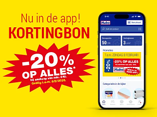 20% korting op alles Hubo
