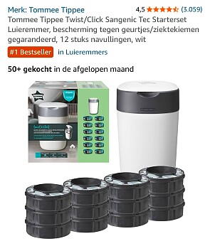 Tommee Tippee Twist and Click Sangenic Tec starterset met 12 navulcassettes
