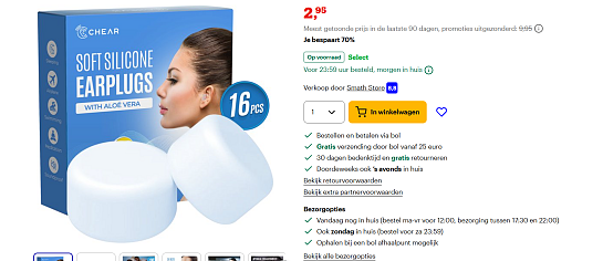 Oordopjes 16 stuks voor 2.95€ bij bol