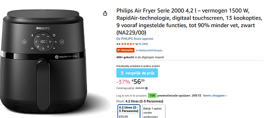 Philips Airfryer 2000-serie voor minder dan €50