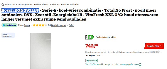 Bosch KGN392LBF - Serie 4 - koel-vriescombinatie