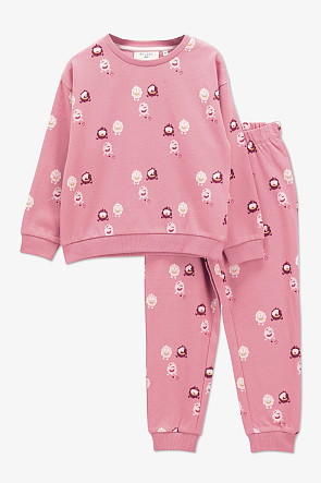Donkerroze pyjama met monstertjes -70%
