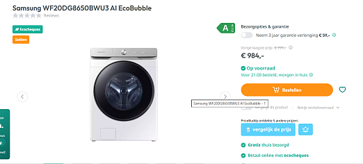 Wasmachine: Samsung WF20DG8650BW