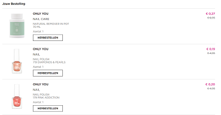 €1,49 voor 3x nagellak, nagellak remover en handcrème