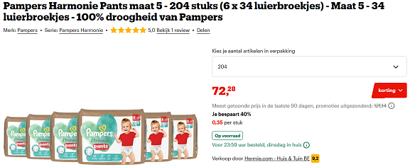 Pampers Harmonie Pants maat 5 goedkoop bij Bol