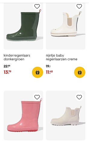 Regenlaarzen 40% korting bij Hema