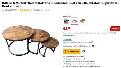 BAUER & MEYER Set van 3 Salontafels -69%