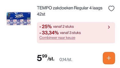 Tempo zakdoeken in mooie promo bij Colruyt