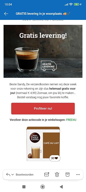 Gratis verzending koffiemarkt