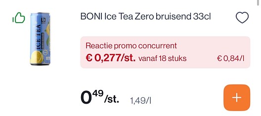 Boni ice tea zero bruisend 33 cl slechts 0,28€/blikje