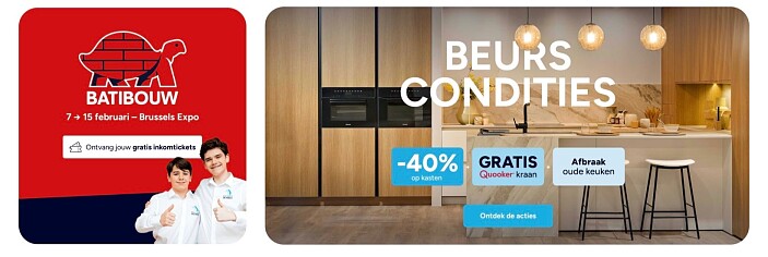 Keukens de abdij Batibouw korting en gratis toegang