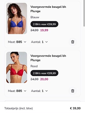 2 bh’s voor €39,99