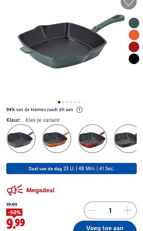 Gietijzeren grillpan, 24 cm -50%