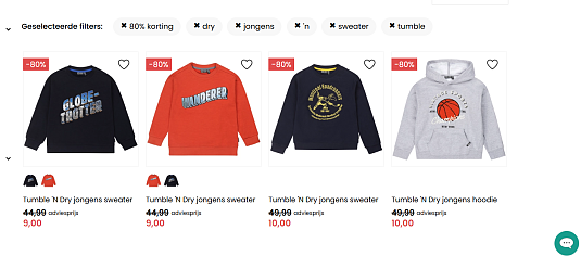 Alles aan 80% korting van Tumble and Dry jongens truien en sweaters