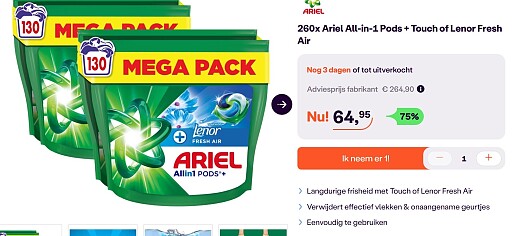 Ariel pods 260x -75% op iBood.com