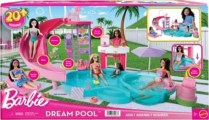 Barbie Droomzwembad - Speelset met Glijbaan en Bubbelbad en meer dan 20 Accessoires -39%