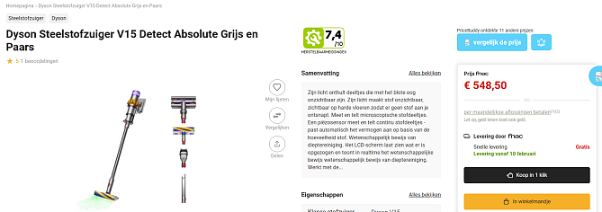 Dyson Steelstofzuiger V15