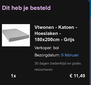 Vtwonen hoeslaken 180x200cm