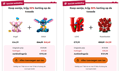 2e aan -30% bij Lego