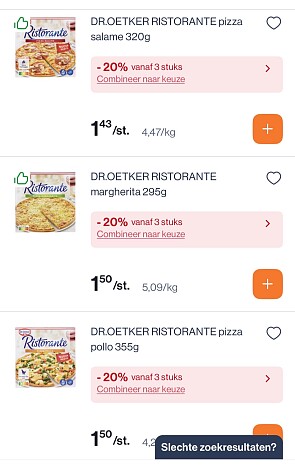 Ristorante pizza’s goedkoper bij Colruyt