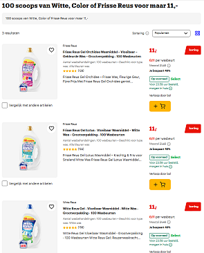 Witte Reus & Frisse Reus 11 cent per wasbeurt