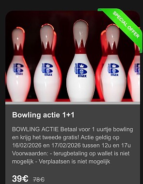 1 uur betalen = 1 uur gratis bowling
