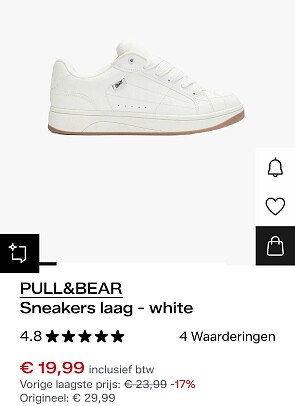 PULL&BEAR-Sneakers laag white maat 42 t.e.m. 44
