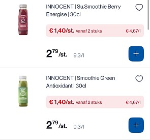 Innocent smoothie 30 cl -50%