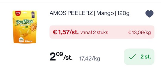 AMOS PEELERZ mango 120 gram goedkoper