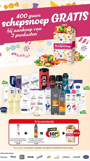 Gratis 400 gram schepsnoep bij 2 producten