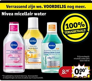 Nivea micellair water 100% terugbetaald