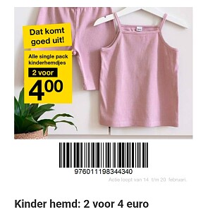 Zeeman kinderhemdjes 2 voor €4