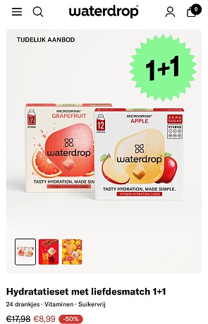 Waterdrop 1 + 1 actie